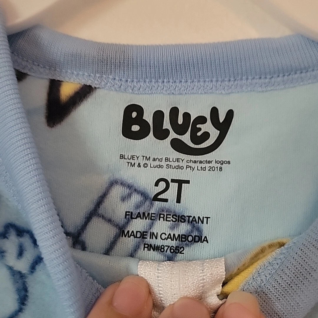 BLUEY One-piece Sleeper Pajamas Size 2T