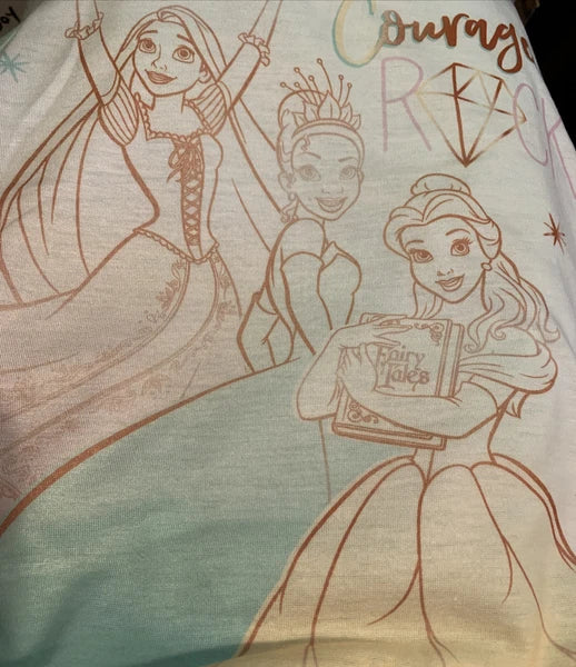DISNEY PRINCESS " Courage Rocks " Top & Bottom Pajama Set Size 4 NWT