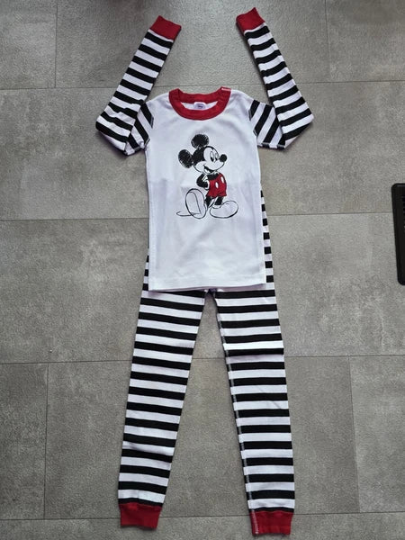 HANNA ANDERSSON DISNEY MICKEY MOUSE ORGANIC LONG JOHN 2 PC STRIPED PAJAMA SET 8