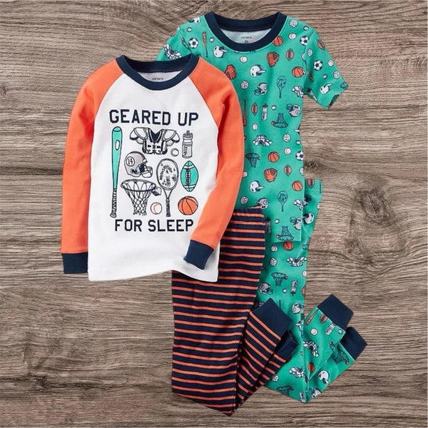 Carters Boys Size 3T Pajamas 4 Piece Set Sports Theme Baseball Basketball