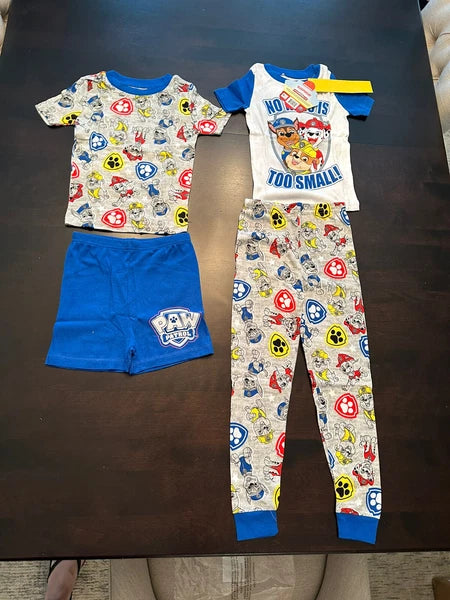 5T: Paw Patrol Boys Pajama Set 4-Piece Cotton Sleepwear Set Grey Print FREE SHIP