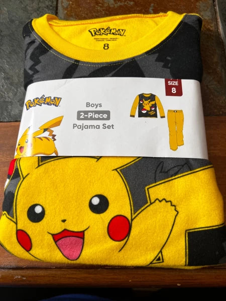NEW Boys Pokémon 2-Piece Pajama Set Size 8 Sleepwear PJs Pikachu Shirt Pants