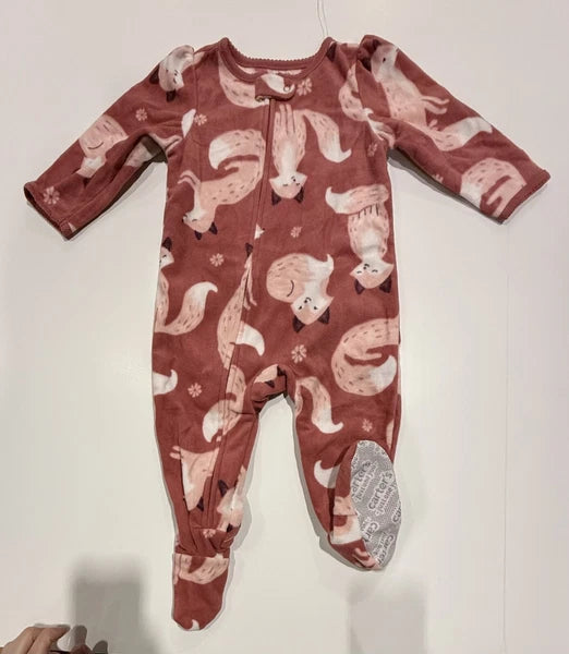 Carter's Just One You Toddler Girls' 2pk Fox and Floral Fleece Footed Pajama 12M