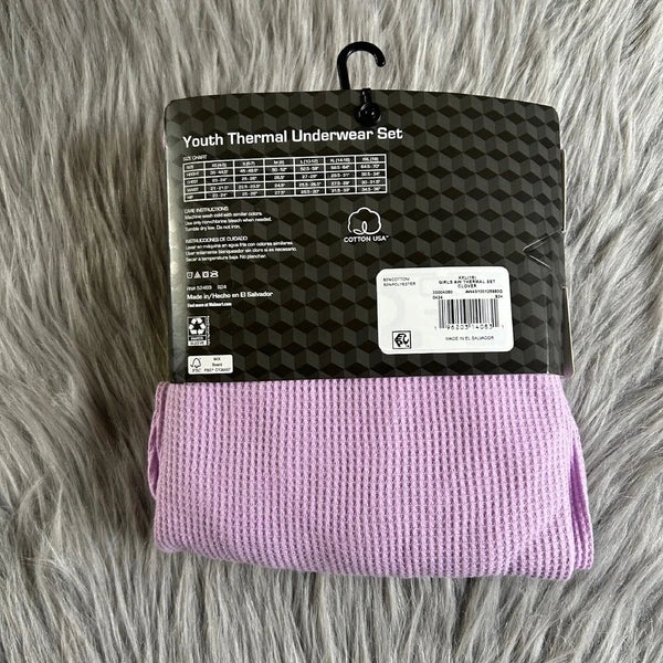 Athletic Works Two Piece Pajama Set Girl Size XXL (18) Purple Thermal Underwear