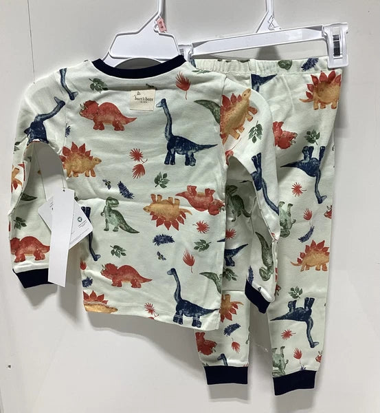 Burt's Bee Boys' PJ Sets, Tee and Pant Dino Friends Size 4T LOT OF 2