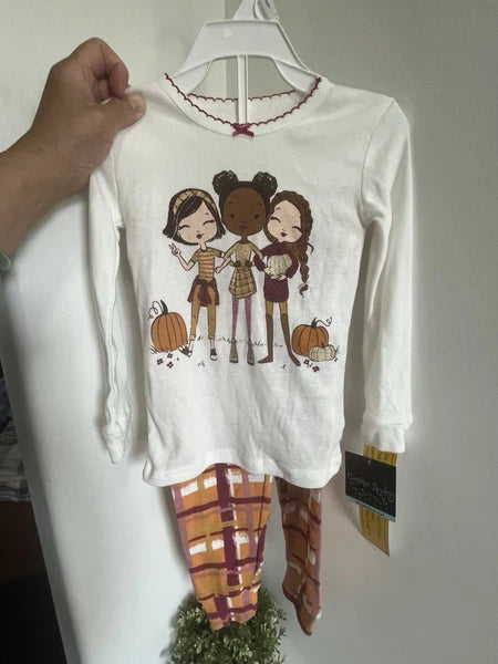 Cynthia Rowley Size 3T Toddler Girls Cotton Pajama Set Fall Friends Pumpkin  NWT