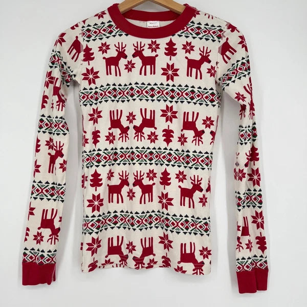 Hanna Andersson Christmas Reindeer Snowflakes Pajama Set Long Sleeve Top Pants