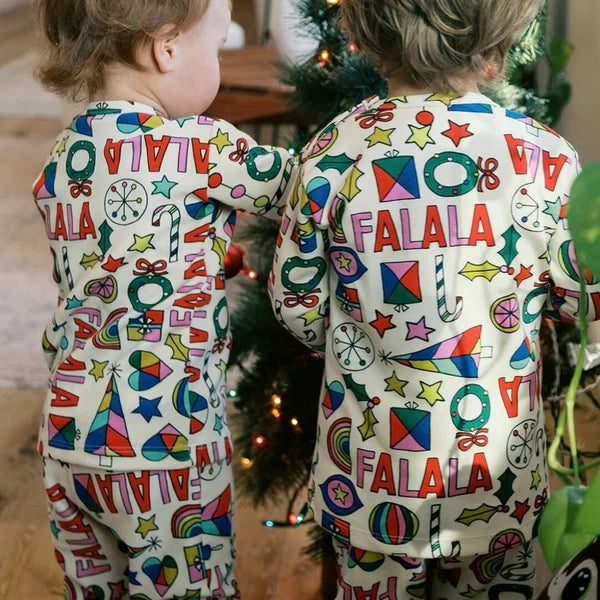 Hanna Andersson Falala Pajama Set Kids Size 4 Holiday Christmas Festive FLAWED