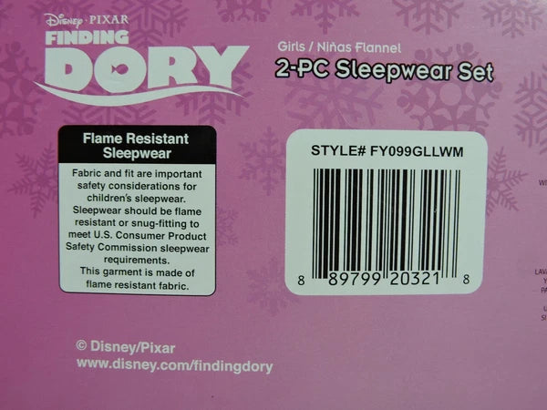 New Girls Disney FINDING DORY Nemo Flannel Pajamas 2 pc Sleep wear Set Size 4/5