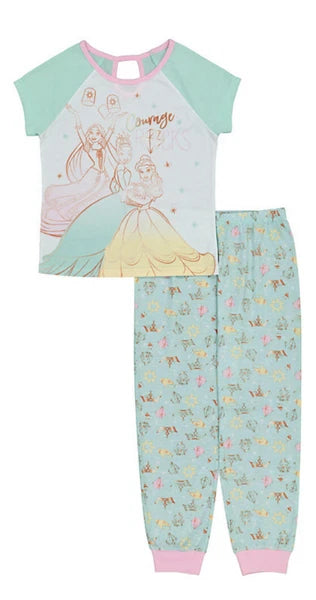 DISNEY PRINCESS " Courage Rocks " Top & Bottom Pajama Set Size 4 NWT