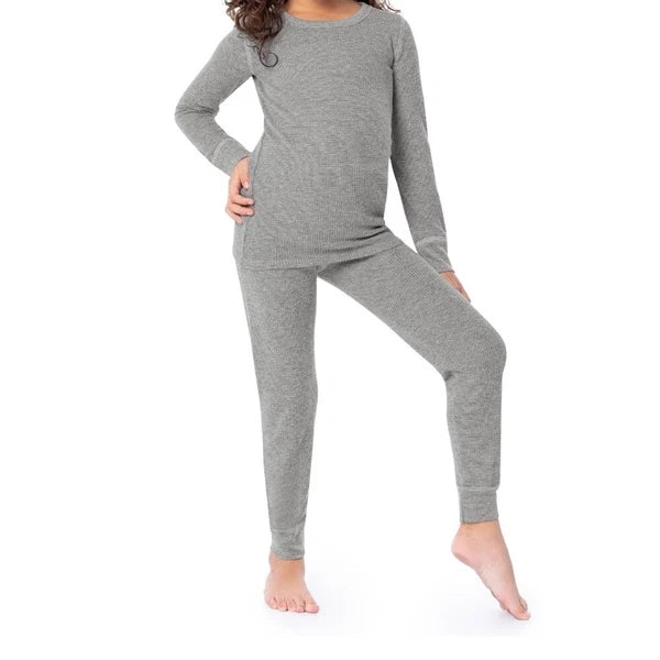 Athletic Works Two Piece Pajama Set Girls XXL (18) Grey Thermal Underwear Set