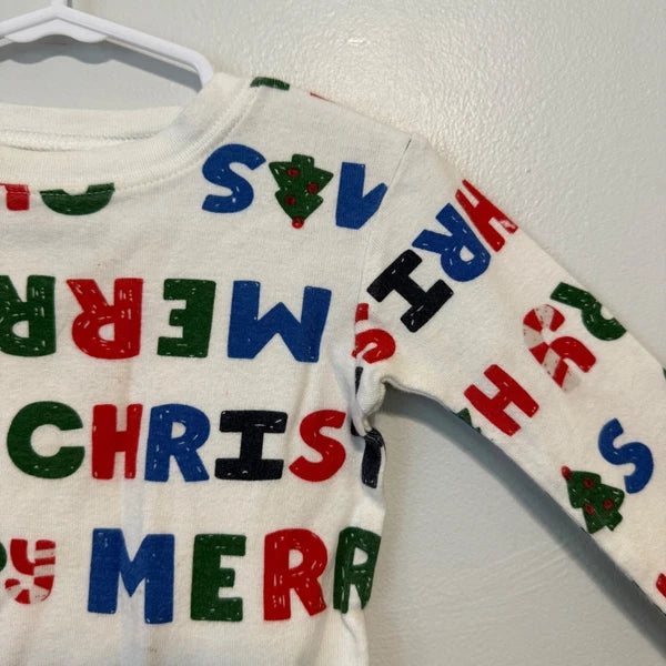 Carters Kids Christmas Pajama Set 2T White/Multicolor Cotton