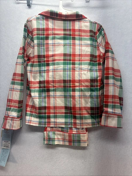 Kids Cat & Jack Unisex 2pc Pajama Set Cream Plaid XS (4/5) NWT