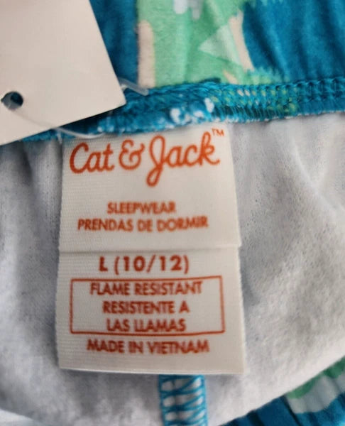 Cat & Jack Girls Flannel Dinosaurs Pajama Set Flame Resistant Unisex (C7)