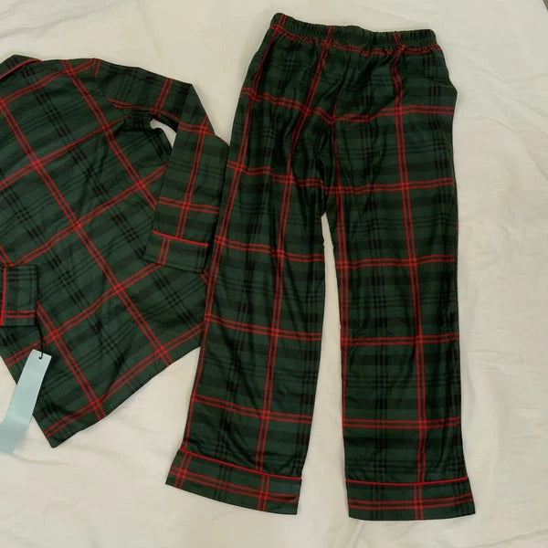 Hearth & Hand Kids' Tartan Plaid 2pc Pajama Set Green Red Size 10 New With Tags