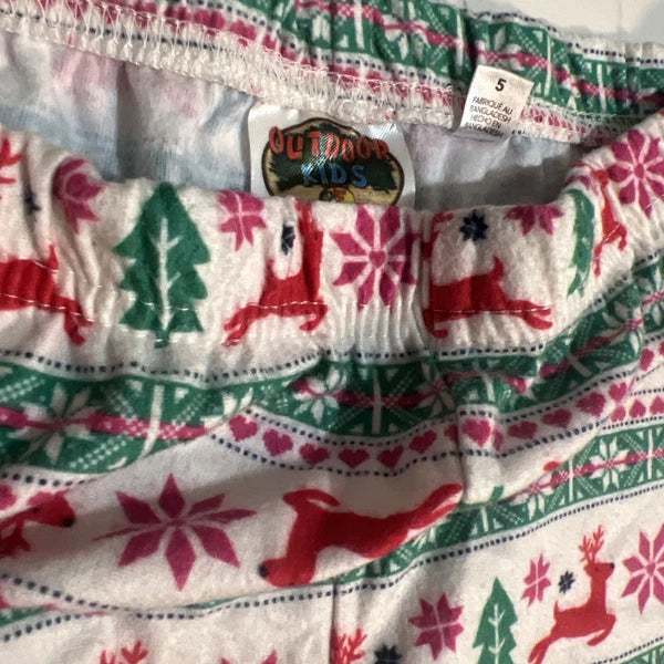 Bass Pro Shops outdoor Kids Holiday Pajama Set Top & Pants Girls Size 5