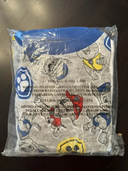 FREE SHIPPING 4T: Paw Patrol Boys Pajama Set 4-Piece Cotton Set Grey NEW