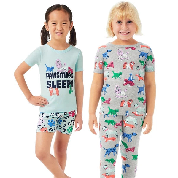 Member's Mark Girls 4-Piece Organic Cotton Pajama Set Size 3T Dog and Cats