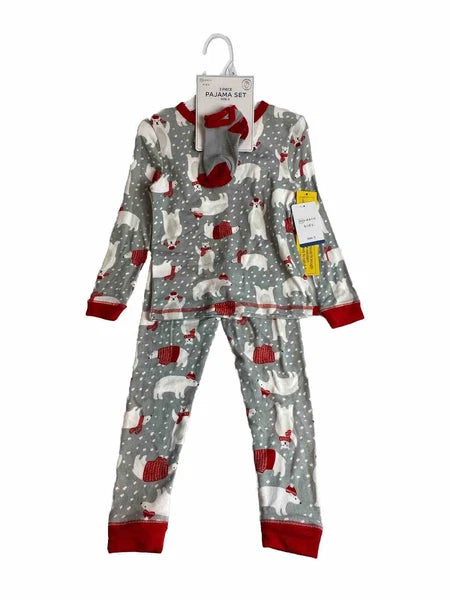 Modern Kids Unisex 3pc Pajama set - Polar Bear Design - Matching Socks -sz 5 NWT