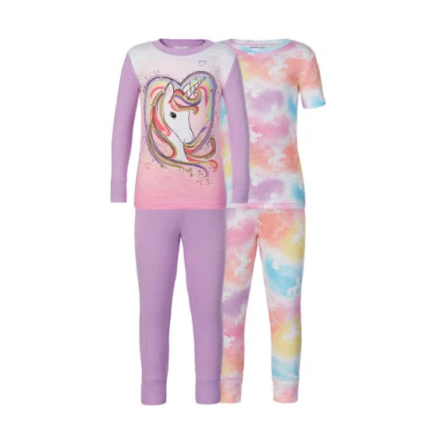 Kirkland Signature Kids 4 piece PJ Set - Unicorn ORGANICALLY GROWN COTTON  4T