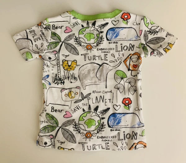 Children's Place PJ 9-12 month Pajamas top pants 2 pc set Save the Planet animal