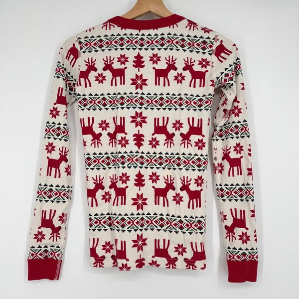 Hanna Andersson Christmas Reindeer Snowflakes Pajama Set Long Sleeve Top Pants