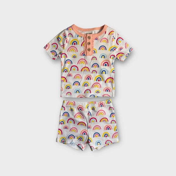 Mud Pie Rainbow Pattern Short Pajama Set