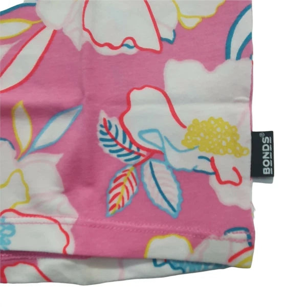 Bonds Kids Size 4 PJ Kids Sleep Short Set Girls Pink with Flowers print