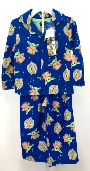 Disney Star Wars Mandalorian Grogu Boys Button Flannel Pajamas 3T NWT AA7 -5