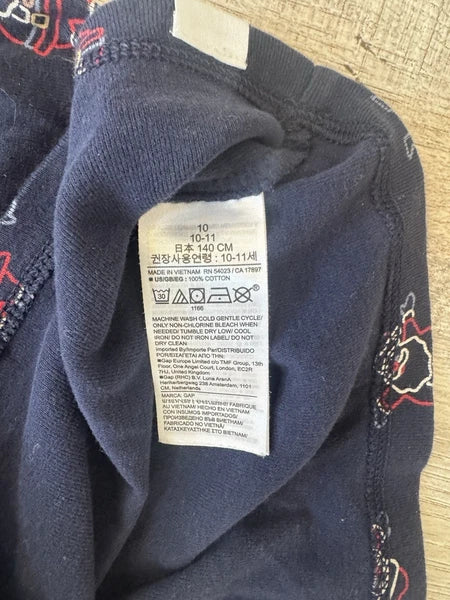 Gap Kids Sz 10 Kids Santa Claus Pajamas PJs Christmas Holidays Blue 2 Pieces