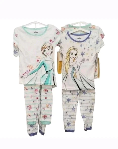 Disney Frozen 4 pc Toddler Girls Short Sleeve Snug Fit Pajama Set Size 5T