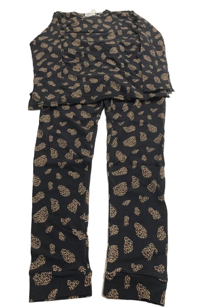Bopop Sport Kid's Black Animal Print 2-Piece Pajama Set Size 12