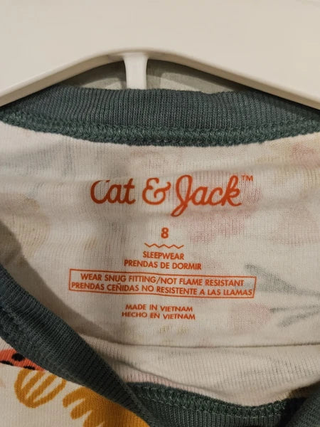Cat & Jack 2pc Girl's Flower and Stripes Pajama Set Size 8 NWT 2E206