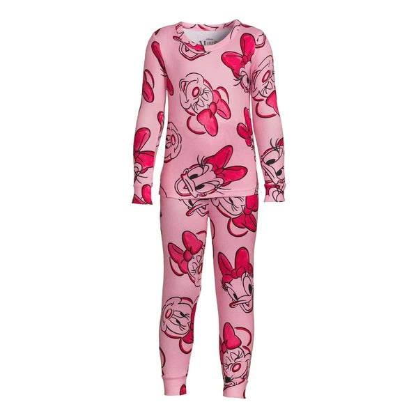 Disney Girls Minnie and Daisy Allover Print LS Top and Pants Pajama Set-Size 6