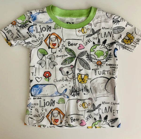 Children's Place PJ 9-12 month Pajamas top pants 2 pc set Save the Planet animal