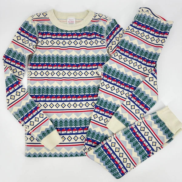 Hanna Andersson Holiday Mountain Village Pajama Set Long Sleeve Top Pants 12