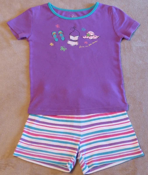 Girl's Pajama set Size 6-Children's Place Short Sleeve/Shorts Purple, striped