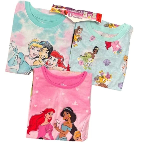Disney Princess Girl's Pajamas Nightgowns 3 Pack Set Size 6 NWT