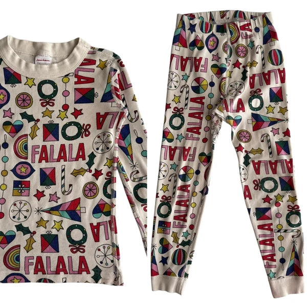 Hanna Andersson Falala Pajama Set Kids Size 4 Holiday Christmas Festive FLAWED