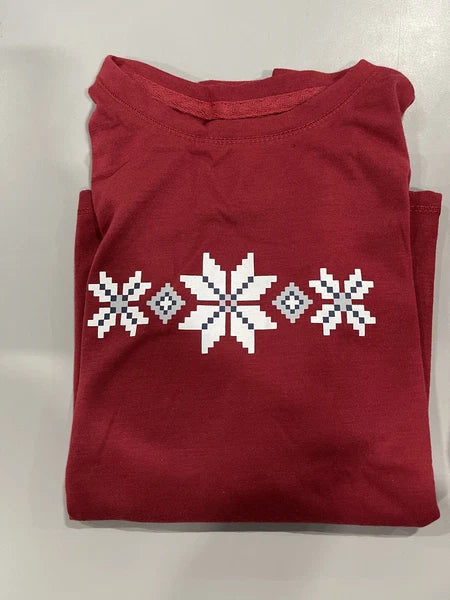 CUDDL DUDS KIDS 2 PIECE PAJAMAS SET - SIZE: YOUTH M(8) - RED