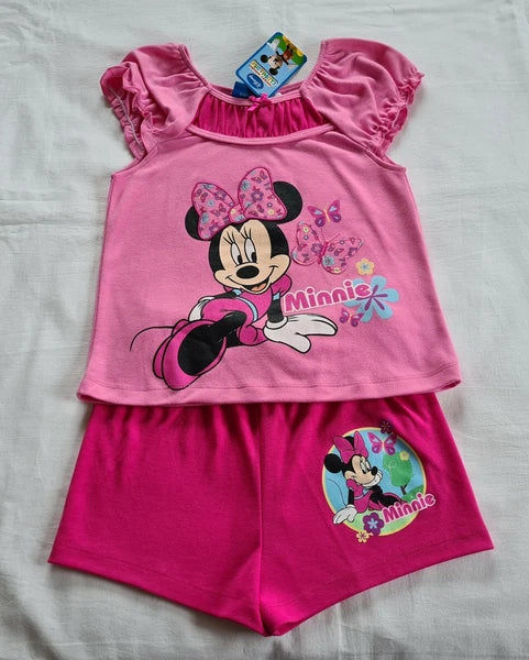 Disney Minnie Mouse Girls Pink Printed 2 Piece Pyjama Set Size 6 New