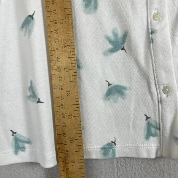 Cotton Juice Pajama Set Children's Size 11-12 White w/ Blue Leaves & Bows