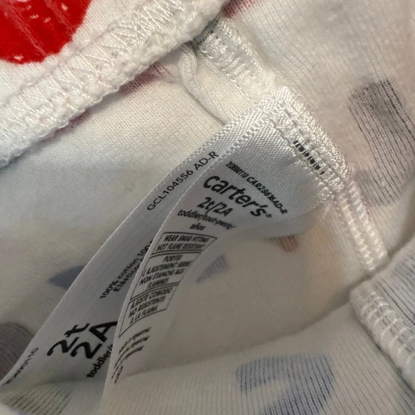 Carters Kids Christmas Pajama Set 2T White/Multicolor Cotton