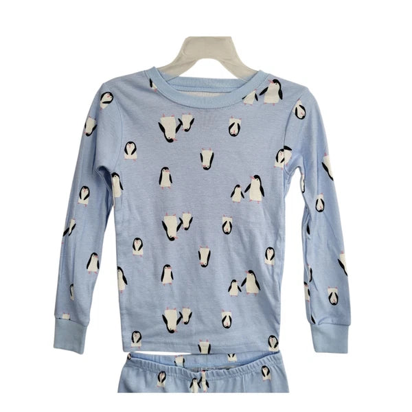 NEW Carter's 4-Piece 100% Cotton Snug Fit Pajama Set Toddler 5T Blue Penguin Boy