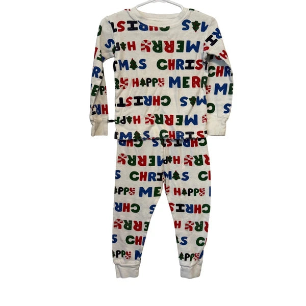 Carters Kids Christmas Pajama Set 2T White/Multicolor Cotton