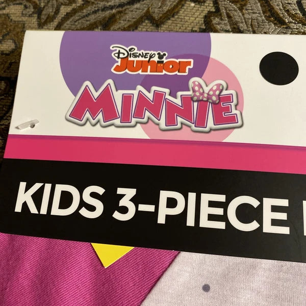 Disney Junior Minnie Mouse Believe Girls kids 3 Piece Pajama Set Pink Size 5