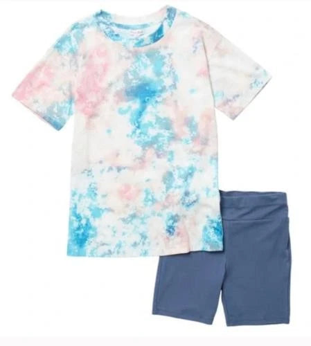 Love Fire Pajama Set Blue tie dye Shorts Girls Sz M NWT N50