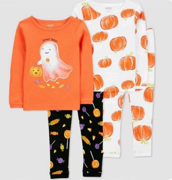 Carters Infant Toddler Girls 18 Months Halloween Pajamas 4pc Sleep Set