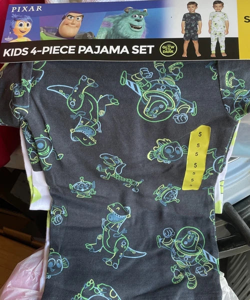 PIXAR Character Kid’s 4-Piece Pajama Set Size 5 New