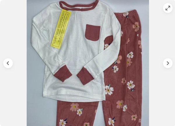 Carters GIRLS 3-Piece Sleep Set Sloth Long Sleeve Pajamas Flowers(PINKS 8)NWT